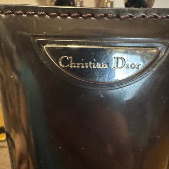 Dior Vintage Brown Burgundy Patent Leather Malice Bag SHW Authentic CoA - Picture 9 of 9